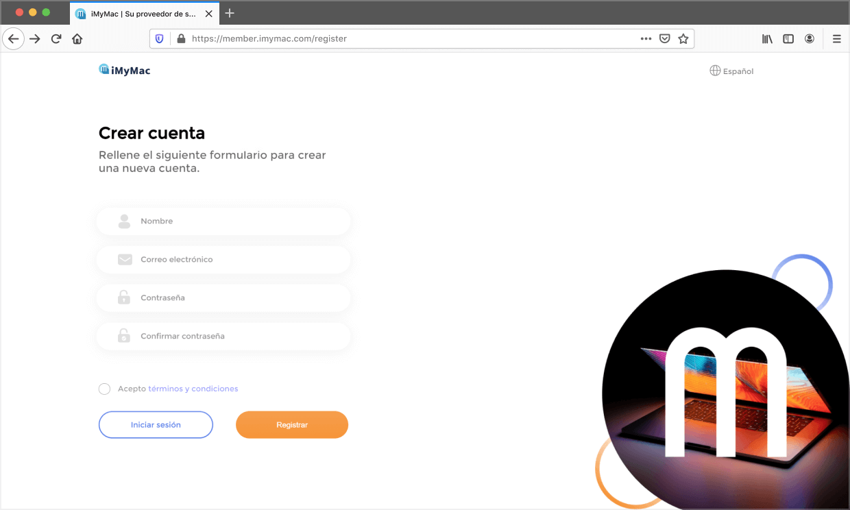 Registrar cuenta iMyMac