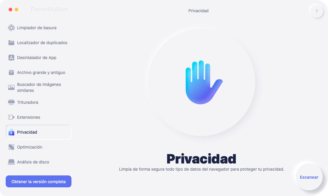 Elija la opción de privacidad y comience a escanear