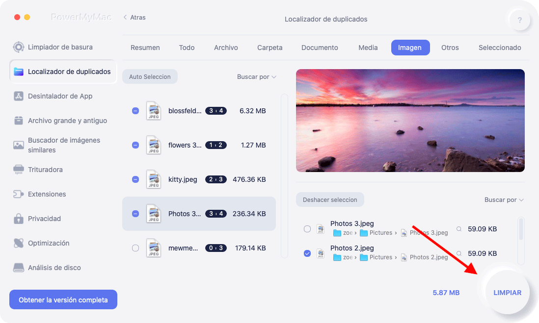 Elija los duplicados para eliminar