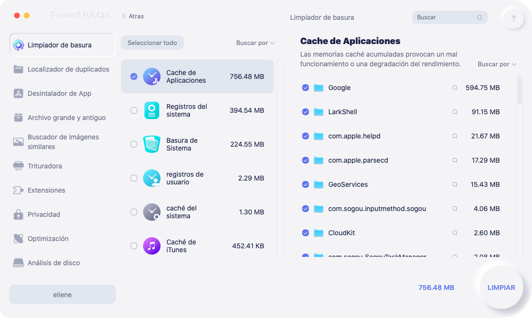 Breezily Clear GarageBand Cache con PowerMyMac