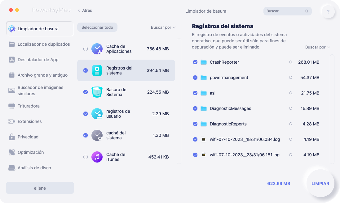 Elija los archivos para eliminar