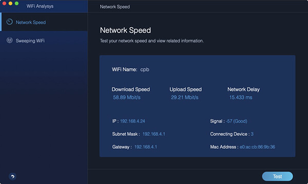 Acabado de prueba de velocidad de red wifi