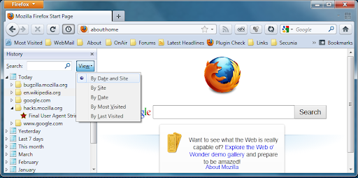 Eliminar historial en Firefox Windows