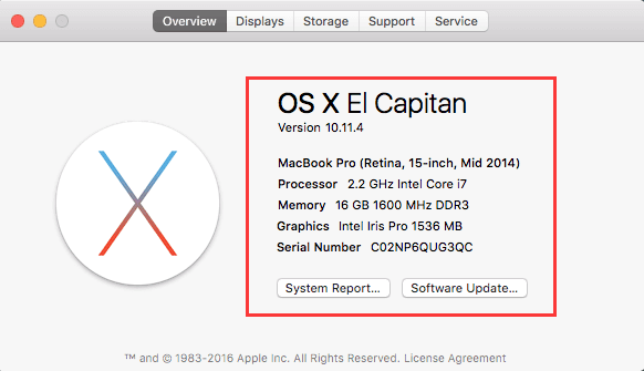 Acerca de este Mac OS X El