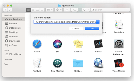 Eliminar archivos adjuntos en Mac Mail manualmente en Finder