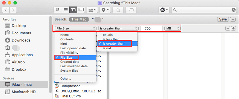 Encuentra archivos grandes en Mac en Finder