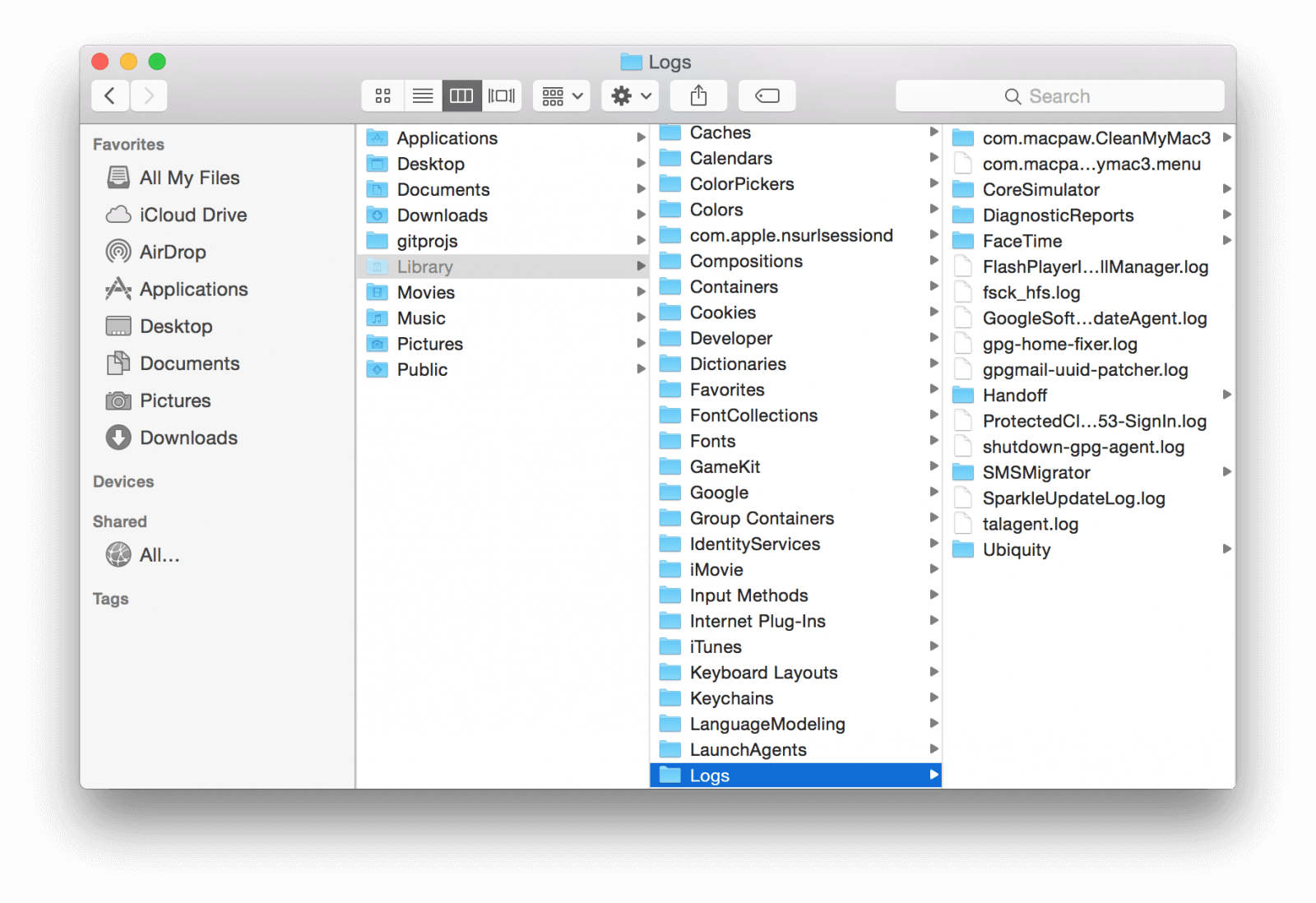 Archivos de registro de Mac