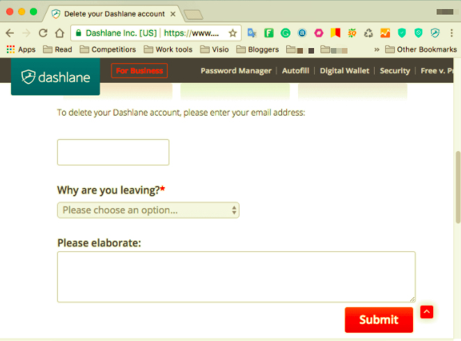 Eliminar cuenta de Dashlane en Mac