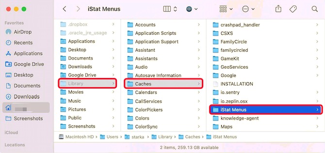 Desinstalar manualmente los menús de iStat en Mac