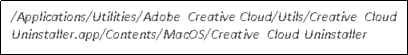 Carpeta para la ubicación del archivo ejecutable para la desinstalación de Adobe CC
