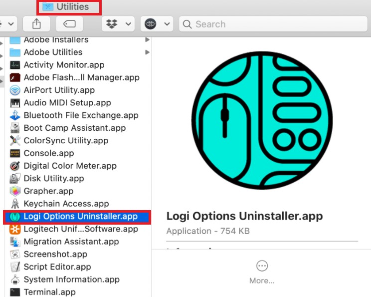 Desinstalar manualmente Logitech Options en Mac