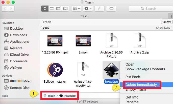 Desinstalar Inkscape manualmente en Mac
