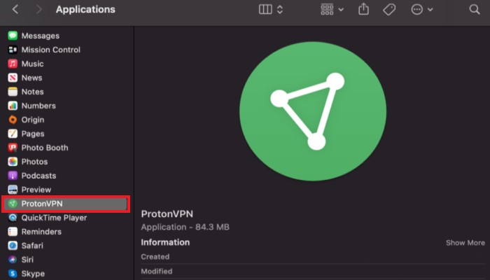 Desinstalar manualmente ProtonVPN en Mac