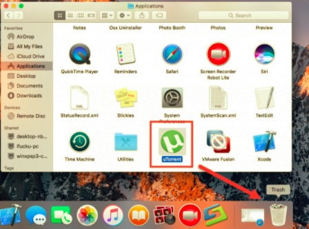 Cómo desinstalar uTorrent en Mac a través de la papelera