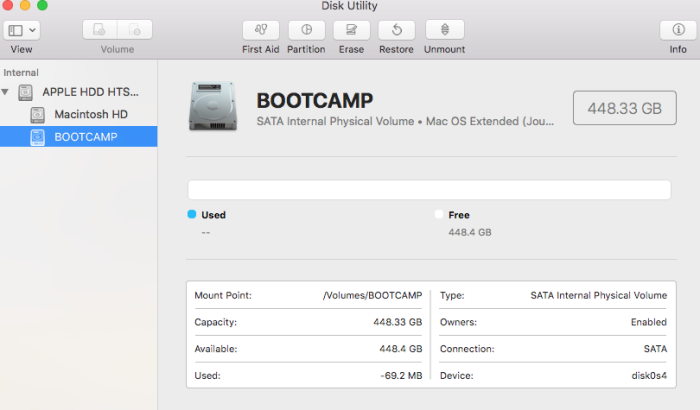 Desinstalar Boot Camp en Mac a través de la Utilidad de Discos