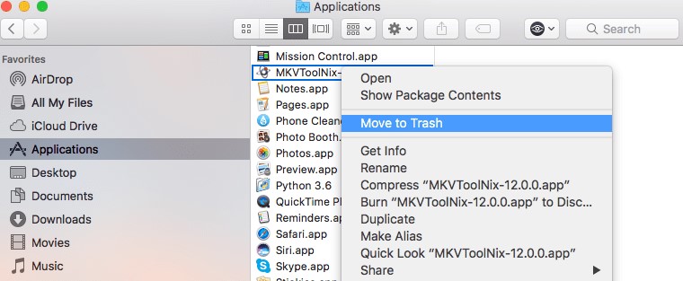 Desinstalar MKVToolNix en Mac manualmente