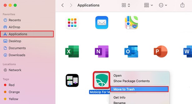 Desinstalar manualmente Mobicip en Mac
