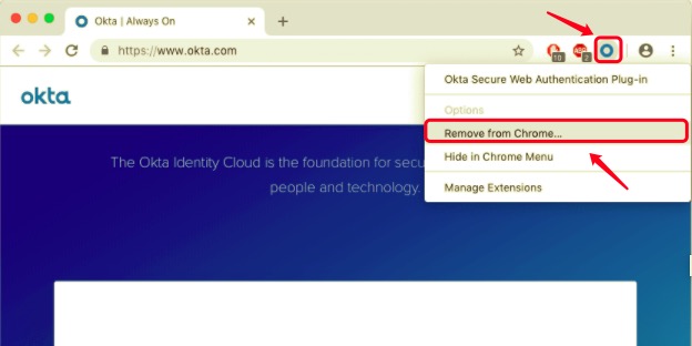 Remove Okta Plugin from Chrome on Mac