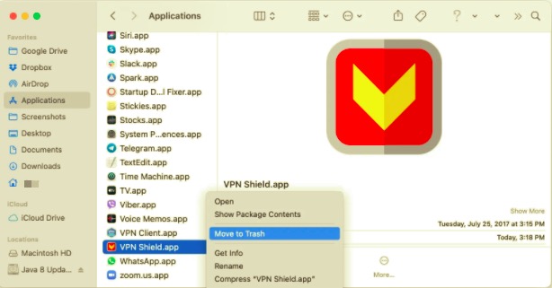 Quitar VPN Shield de Mac