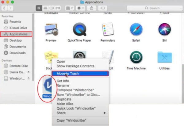 Desinstalar manualmente Windscribe en Mac