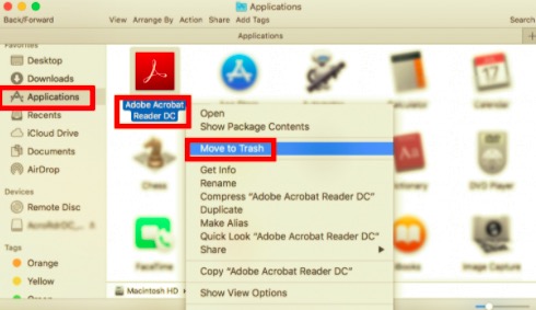 Desinstalar Adobe Acrobat Reader DC de una Mac manualmente