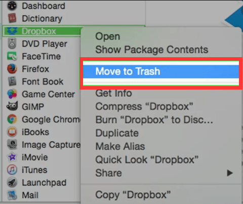Desinstalar Dropbox de Mac Usando Finder