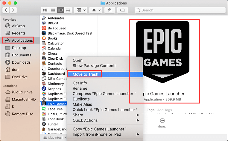 Desinstalar Epic Games Launcher en Mac manualmente