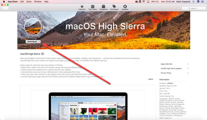 Descarga macOS High Sierra