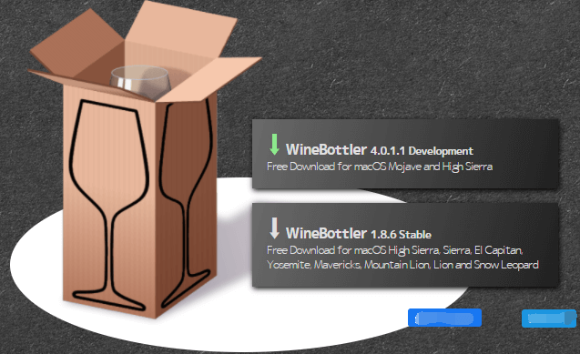 Haga clic en el botón para el desarrollo de WineBottler
