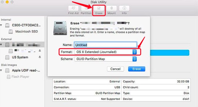 Use la Utilidad de Discos para degradar de High Sierra a El Capitan