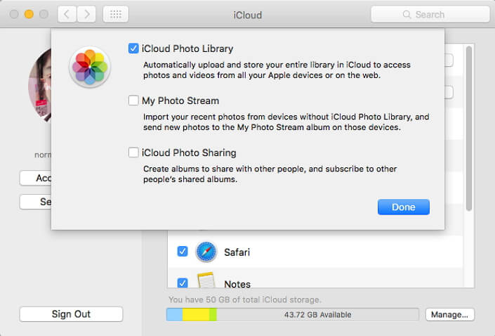 Biblioteca de fotos de Icloud en Mac