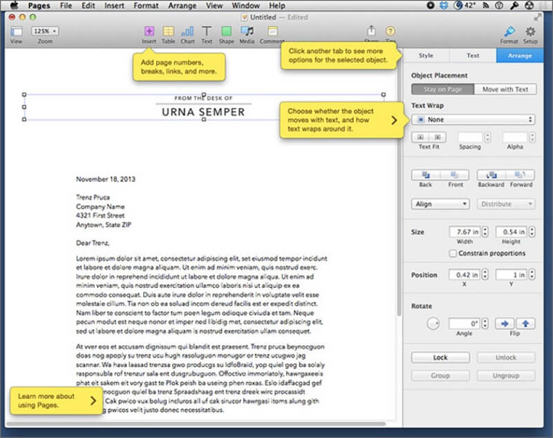 Procesador de textos para páginas de Mac