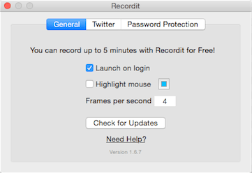 Herramienta de recortes para Mac Recordit