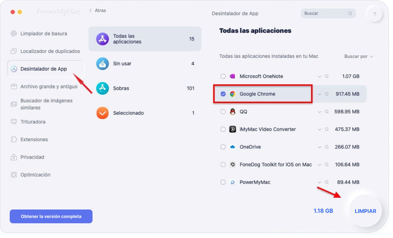 Desinstale Chrome en Mac usando iMyMac PowerMyMac
