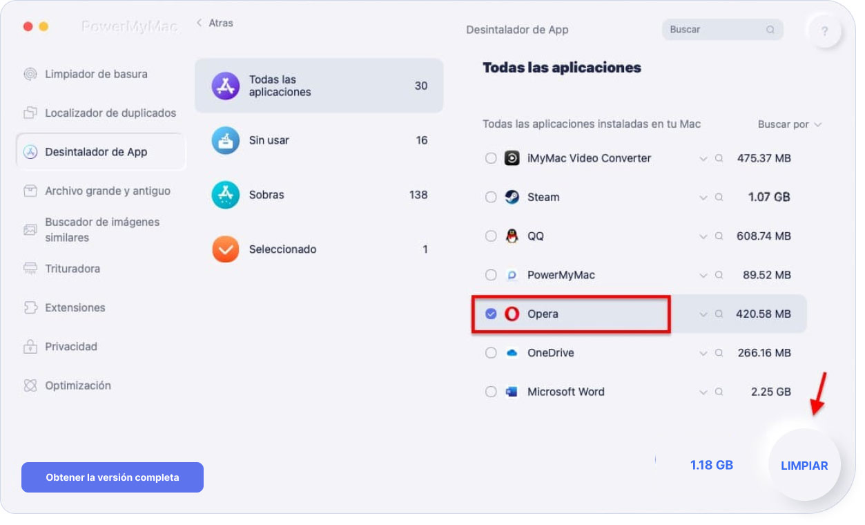 Desinstalar completamente el navegador Opera en Mac