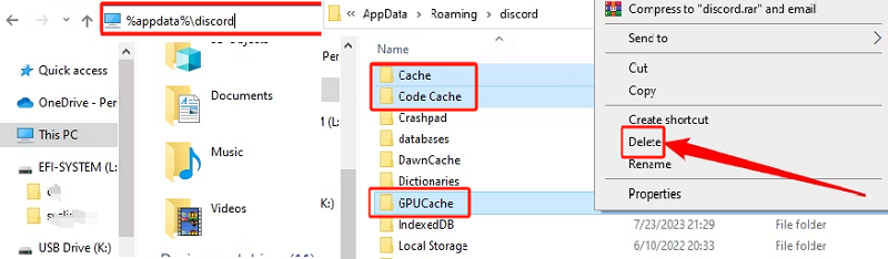 Eliminar caché para arreglar la pantalla negra de Discord Stream