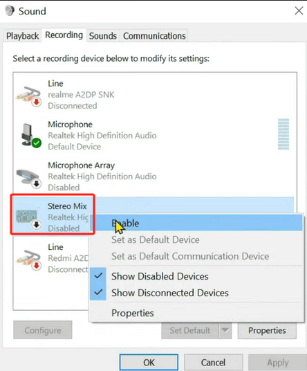 Habilite la Stereo Mix para arreglar que Bandicam no grabe audio