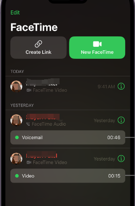 Señales de grabación de pantalla durante una llamada FaceTime