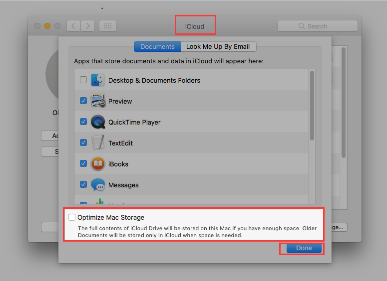 Desactivar Optimizar almacenamiento en Mac