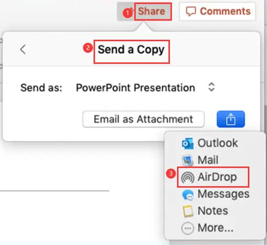 AirDrop un archivo de Excel, Word o PowerPoint