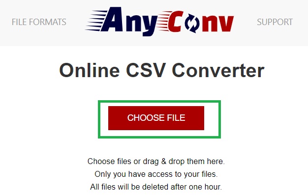 Utilice AnyConv para convertir CSV a vCard