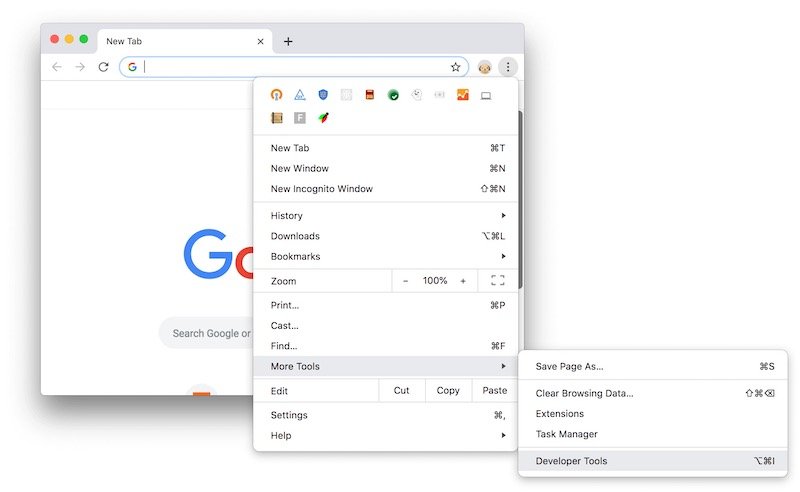 Inspeccionar elemento en Mac con el navegador Chrome