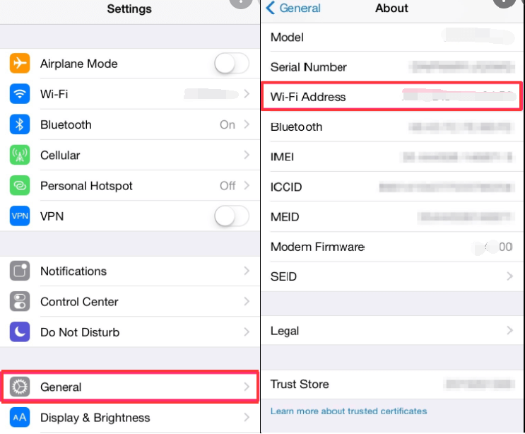 Encuentre la dirección MAC en dispositivos iOS