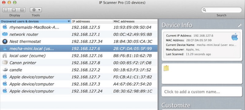 Examinar LAN con IP Scanner para Macintosh