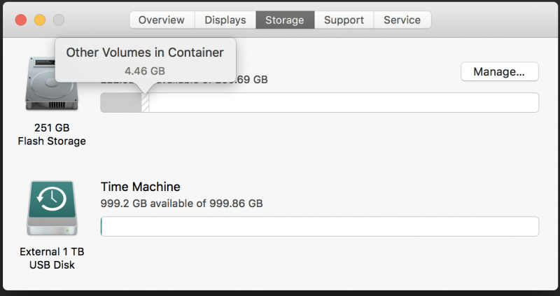 Otros volúmenes en Container en Mac