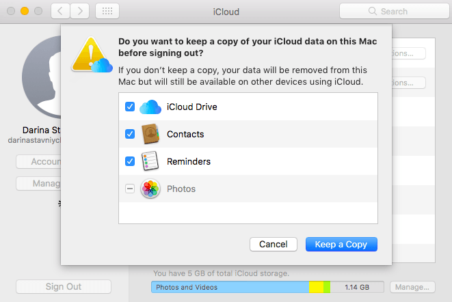 Eliminar cuenta de iCloud de Mac