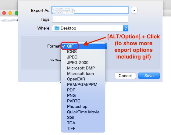 Guardar un archivo como GIF en Vista previa en Mac