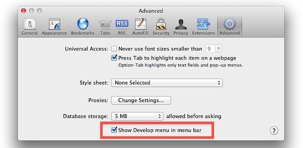 Inspeccionar elemento en Mac
