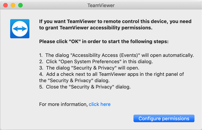 Escritorio remoto de TeamViewer en Mac