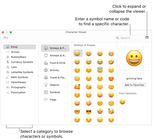 Usa símbolos y emojis